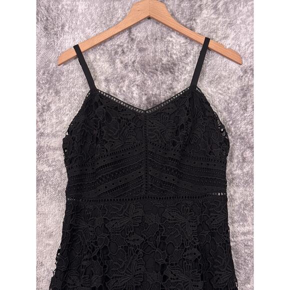 Anthropologie Dress 4 Womens Black Lace Scallop Hem Sleeveless Midi - Picture 2 of 8